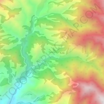 Mapa topográfico Nakra, altitude, relevo