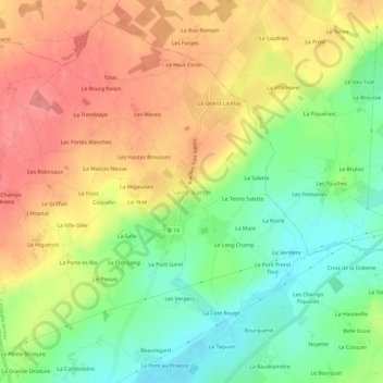 Mapa topográfico Saint-Aaron, altitude, relevo
