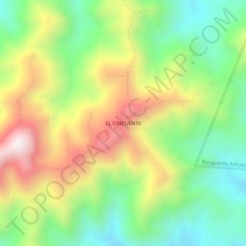 Mapa topográfico EL CINCUENTA, altitude, relevo