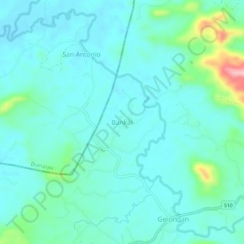Mapa topográfico Bankal, altitude, relevo
