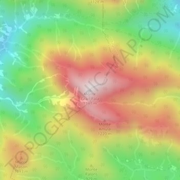 Mapa topográfico Monte Gran Pala, altitude, relevo