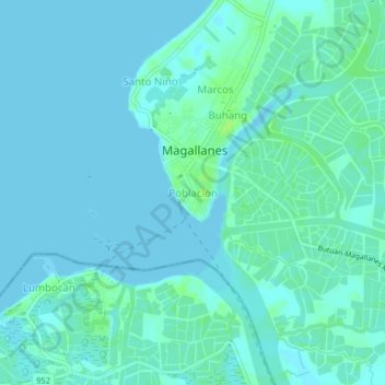 Mapa topográfico Poblacion, altitude, relevo