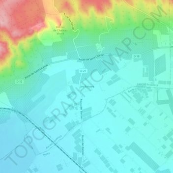 Mapa topográfico Les Baïsses, altitude, relevo