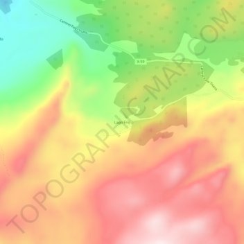 Mapa topográfico Lago Frío, altitude, relevo
