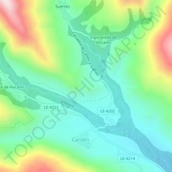 Mapa topográfico A Corona, altitude, relevo