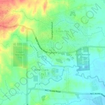 Mapa topográfico Kamatis, altitude, relevo