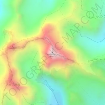 Mapa topográfico Rucu Pichincha, altitude, relevo