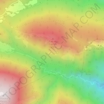 Mapa topográfico Solana de Peguera, altitude, relevo