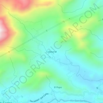 Mapa topográfico Cañaveral, altitude, relevo