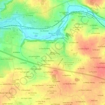 Mapa topográfico Bel Air, altitude, relevo