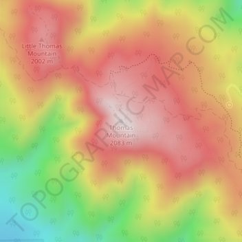 Mapa topográfico Thomas Mountain, altitude, relevo