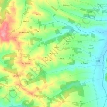 Mapa topográfico Montalivet, altitude, relevo
