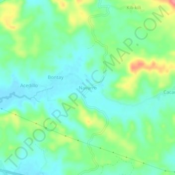Mapa topográfico Navarro, altitude, relevo