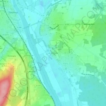 Mapa topográfico Les Pendants, altitude, relevo