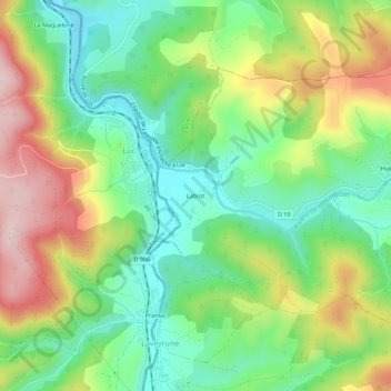 Mapa topográfico Labrot, altitude, relevo