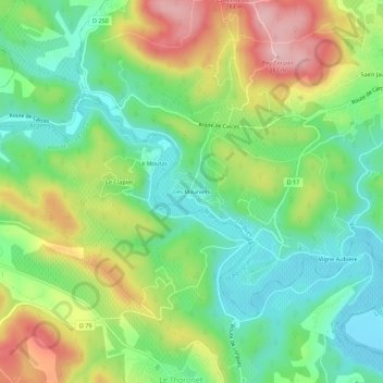 Mapa topográfico Les Mauniers, altitude, relevo