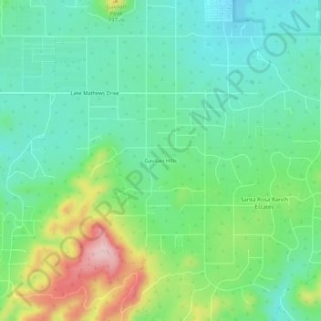 Mapa topográfico Gavilan Hills, altitude, relevo