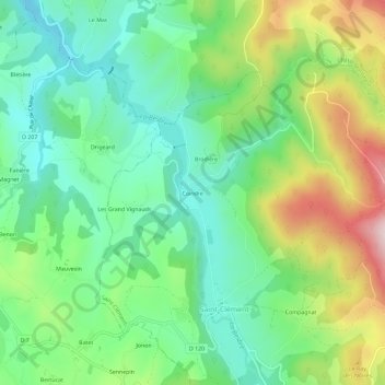Mapa topográfico Coindre, altitude, relevo