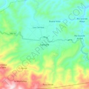 Mapa topográfico Sansare, altitude, relevo
