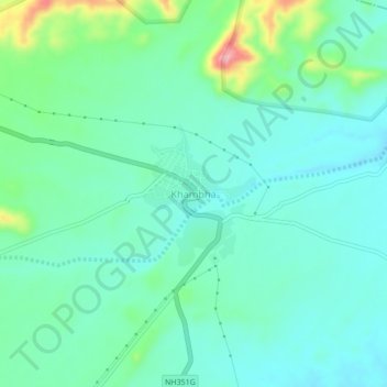 Mapa topográfico Khambha, altitude, relevo