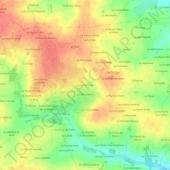 Mapa topográfico La Haute Forge, altitude, relevo