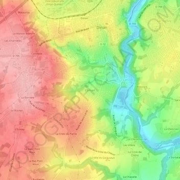 Mapa topográfico L'Echapt, altitude, relevo