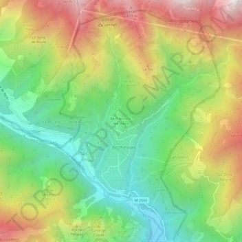 Mapa topográfico Berthemont-les-Bains, altitude, relevo