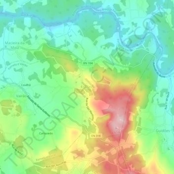 Mapa topográfico Fornelo, altitude, relevo