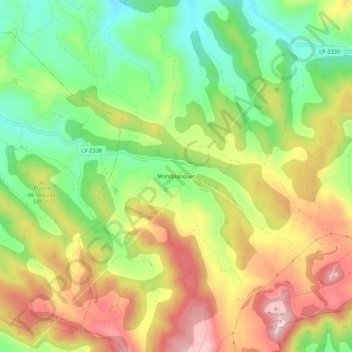 Mapa topográfico Montblanquet, altitude, relevo