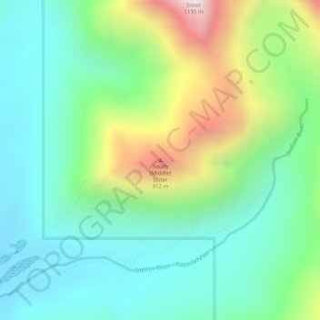 Mapa topográfico South (Middle) Sister, altitude, relevo