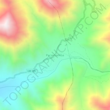 Mapa topográfico Pacaybamba, altitude, relevo