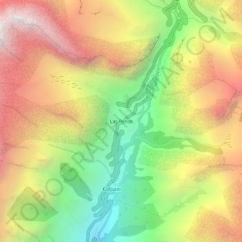 Mapa topográfico Las Penas, altitude, relevo