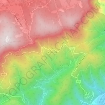 Mapa topográfico Bordevieille, altitude, relevo