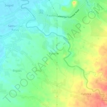 Mapa topográfico Binaliw, altitude, relevo