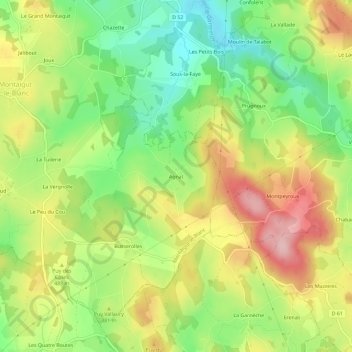 Mapa topográfico Agnat, altitude, relevo