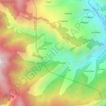 Mapa topográfico Telang, altitude, relevo