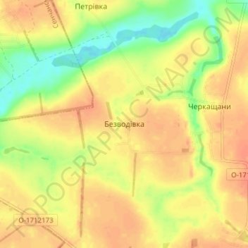 Mapa topográfico Безводовка, altitude, relevo