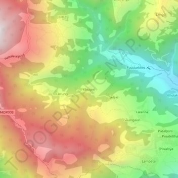 Mapa topográfico Khuijeri, altitude, relevo