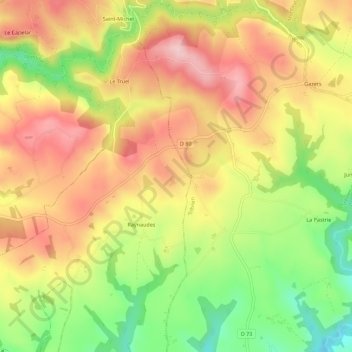 Mapa topográfico Salvetat, altitude, relevo