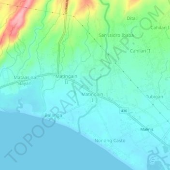 Mapa topográfico Matingain I, altitude, relevo