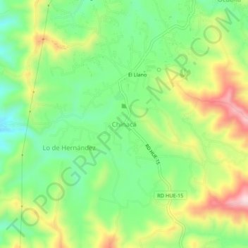 Mapa topográfico Chinacá, altitude, relevo