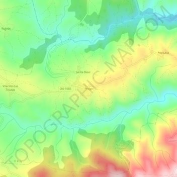 Mapa topográfico Progo, altitude, relevo