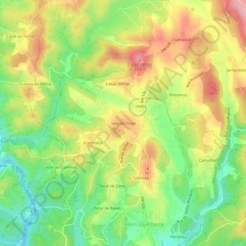 Mapa topográfico Vale do Poço, altitude, relevo