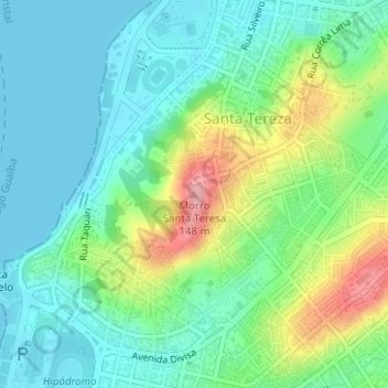 Mapa topográfico Morro Santa Teresa, altitude, relevo
