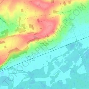 Mapa topográfico Courcelles-en-Bassée, altitude, relevo