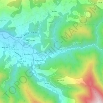 Mapa topográfico Randille, altitude, relevo