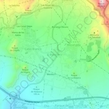 Mapa topográfico El Bebedero, altitude, relevo