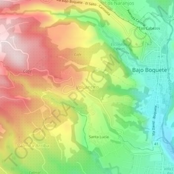 Mapa topográfico Volcancito, altitude, relevo