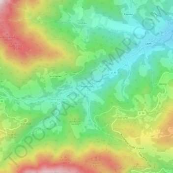 Mapa topográfico Preinrotte, altitude, relevo