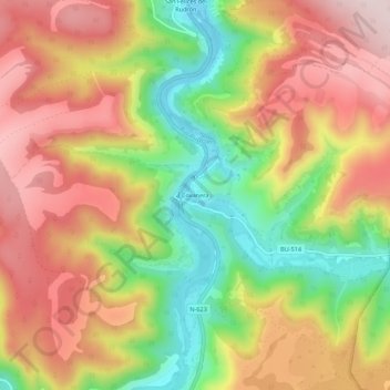 Mapa topográfico Covanera, altitude, relevo